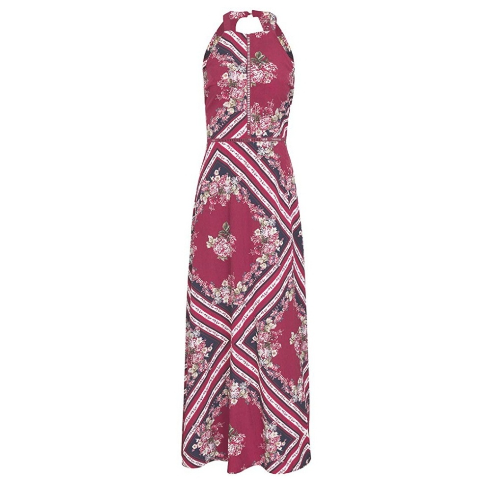 NWT Open Back Floral Stripe Maxi Dress - Picture 4 of 6